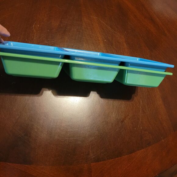 Blue & Green Serving Dishs 3 Section Divided Condiment Dish Not Microwaveable - Picture 4 of 4